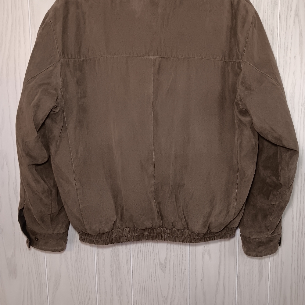 WeatherProof Large men's jacket brown faux suede zip buttons cuffs - Picture 6 of 12
